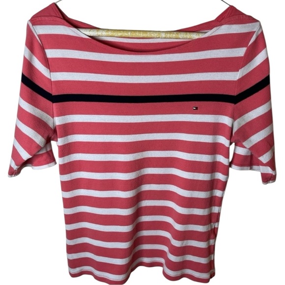 Tommy Hilfiger coral striped crewneck - Picture 1 of 4